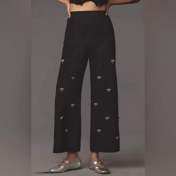 3-The Colette Cropped Wide-Leg Pants by Maeve: Bow Edition - Picture 5 of 7
